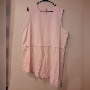 ViVI Light Pink Sleeveless Blouse with Eyelet Hem